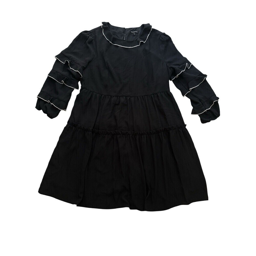 Black Tiered Ruffle Dress L Who What Wear Fairy Grunge Romantic Coastal Cowgirl - Picture 2 of 8